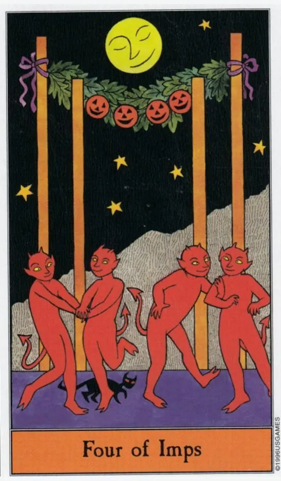 4 of Imps card from the Halloween Tarot deck