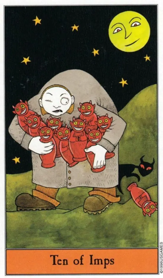 10 of Imps card from the Halloween Tarot deck
