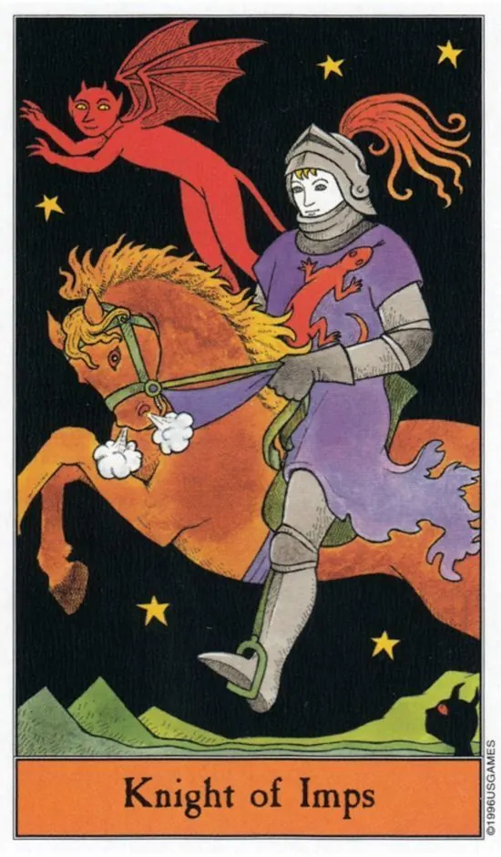 Knight of Imps card from the Halloween Tarot deck