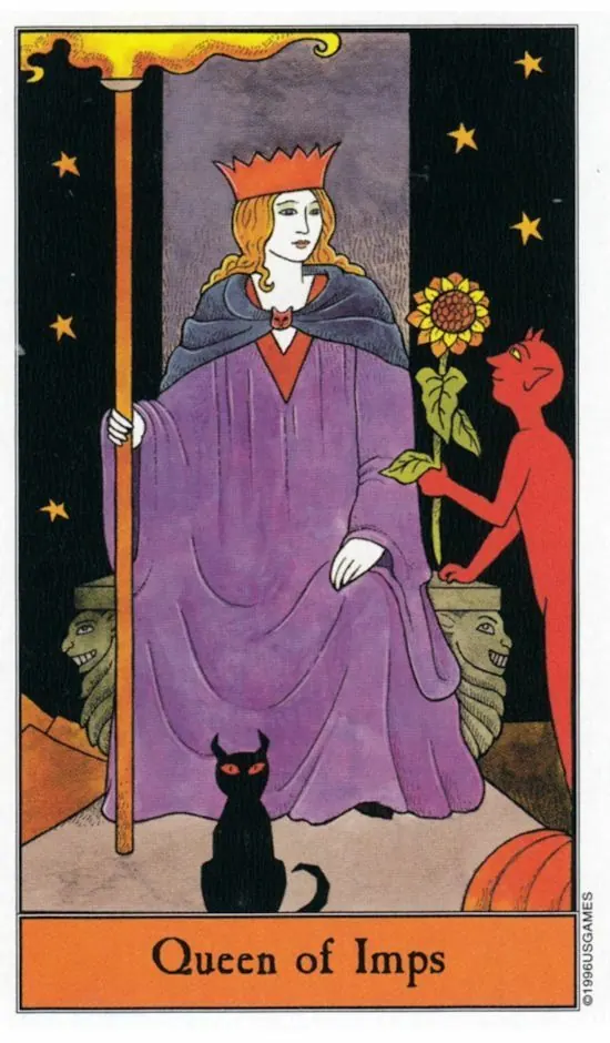 Queen of Imps card from the Halloween Tarot deck