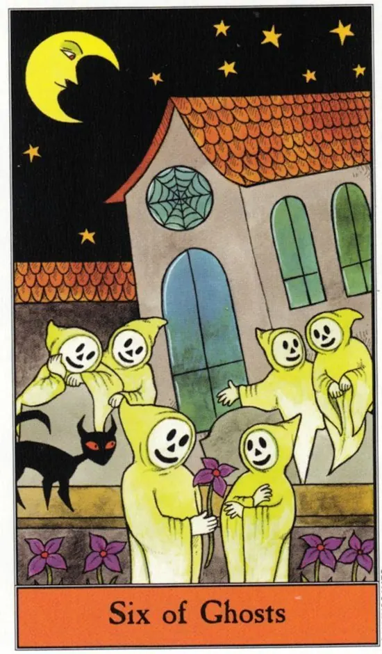 6 of Ghosts card from the Halloween Tarot deck