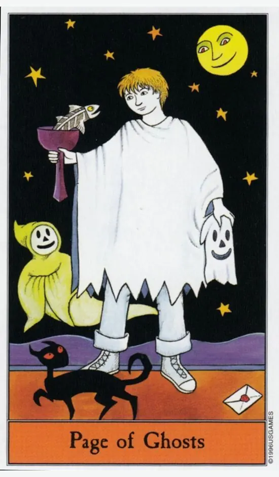 Page of Ghosts card from the Halloween Tarot deck