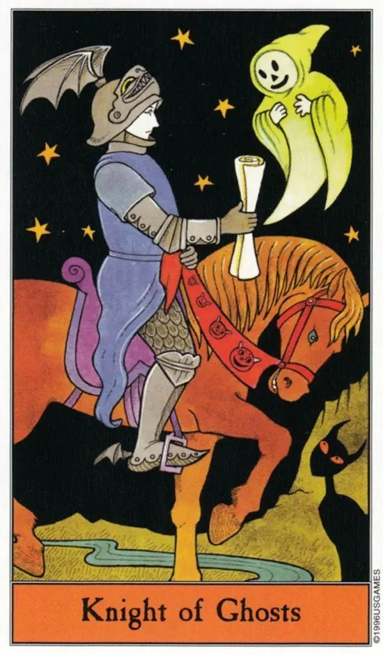 Knight of Ghosts card from the Halloween Tarot deck