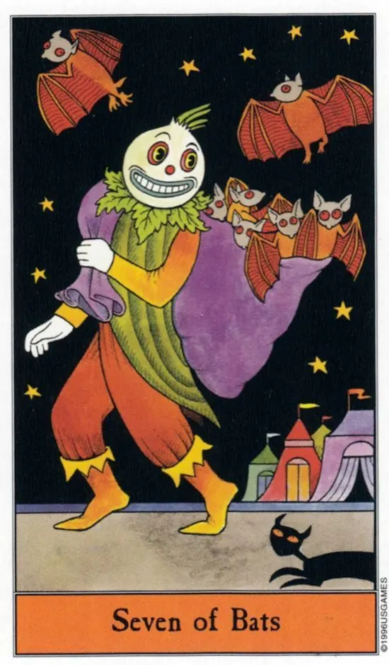 7 of Bats card from the Halloween Tarot deck