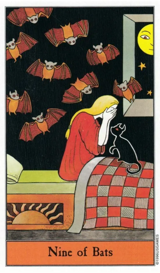 9 of Bats card from the Halloween Tarot deck