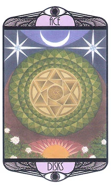Ace of Disks card from the Hardy Tarot deck gallery