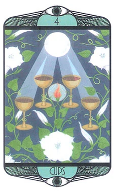 Four of Cups card from the Hardy Tarot deck gallery