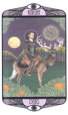 Knight of Disks card from the Hardy Tarot deck gallery