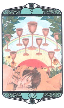 Nine of Cups card from the Hardy Tarot deck gallery