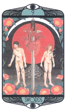 Nine of Swords card from the Hardy Tarot deck gallery
