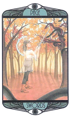 Page of Swords card from the Hardy Tarot deck gallery
