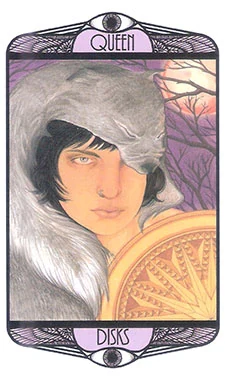 Queen of Disks card from the Hardy Tarot deck gallery