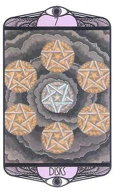 Seven of Disks card from the Hardy Tarot deck gallery