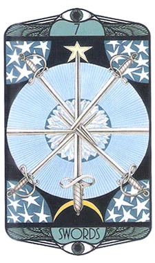 Seven of Swords card from the Hardy Tarot deck gallery