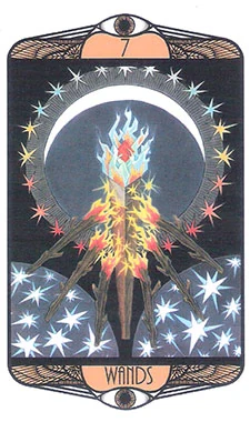 Seven of Wands card from the Hardy Tarot deck gallery