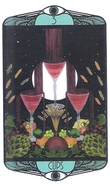 Three of Cups card from the Hardy Tarot deck gallery
