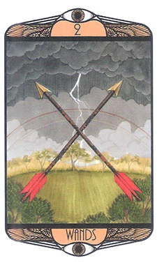 Two of Wands card from the Hardy Tarot deck gallery