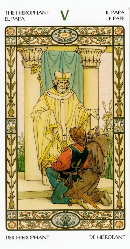 The Hierophant card from the Harmonious Tarot deck