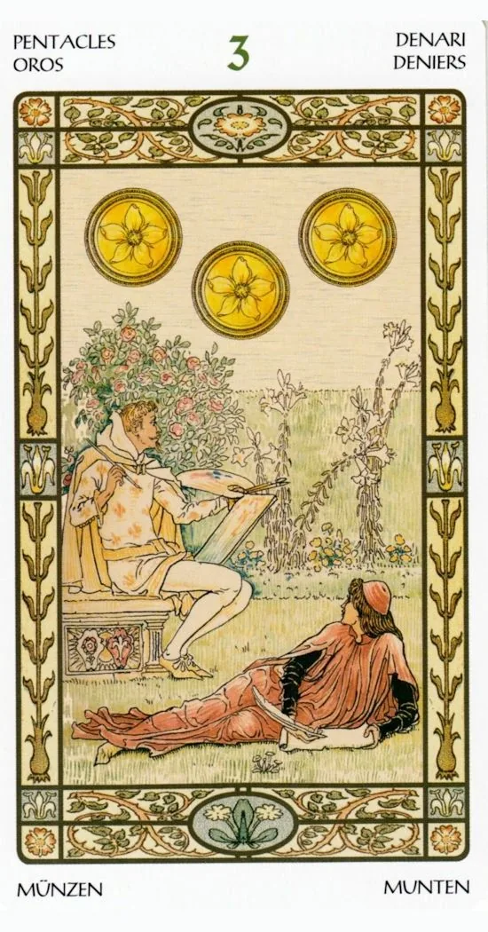 3 of Pentacles card from the Harmonious Tarot deck