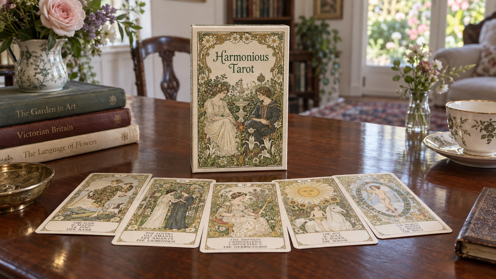 Generated Harmonious Tarot Deck scene based on the edition by Walter Crane and Ernest Fitzpatrick Generated Harmonious Tarot Deck scene based on the edition by Walter Crane and Ernest Fitzpatrick
