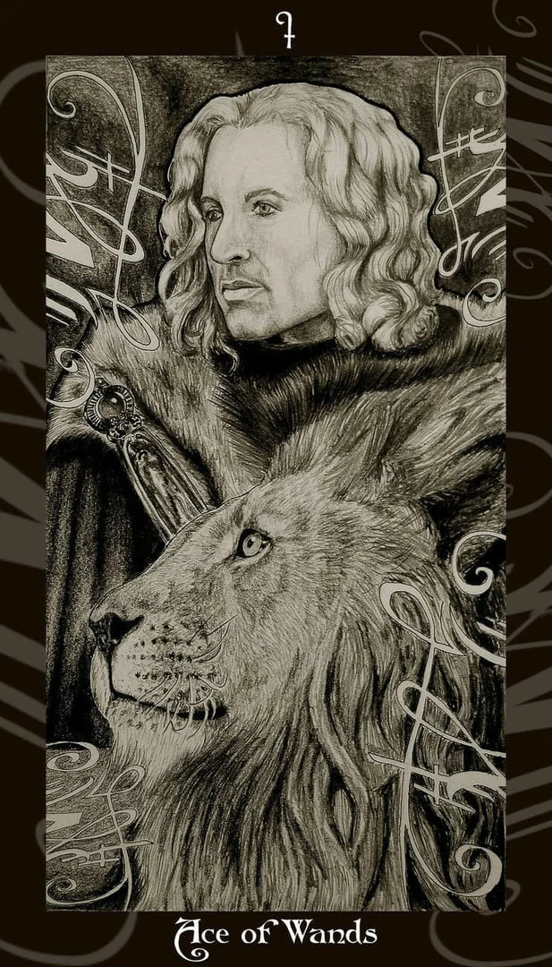 Ace of Wands card from the Harry Potter Tarot deck gallery