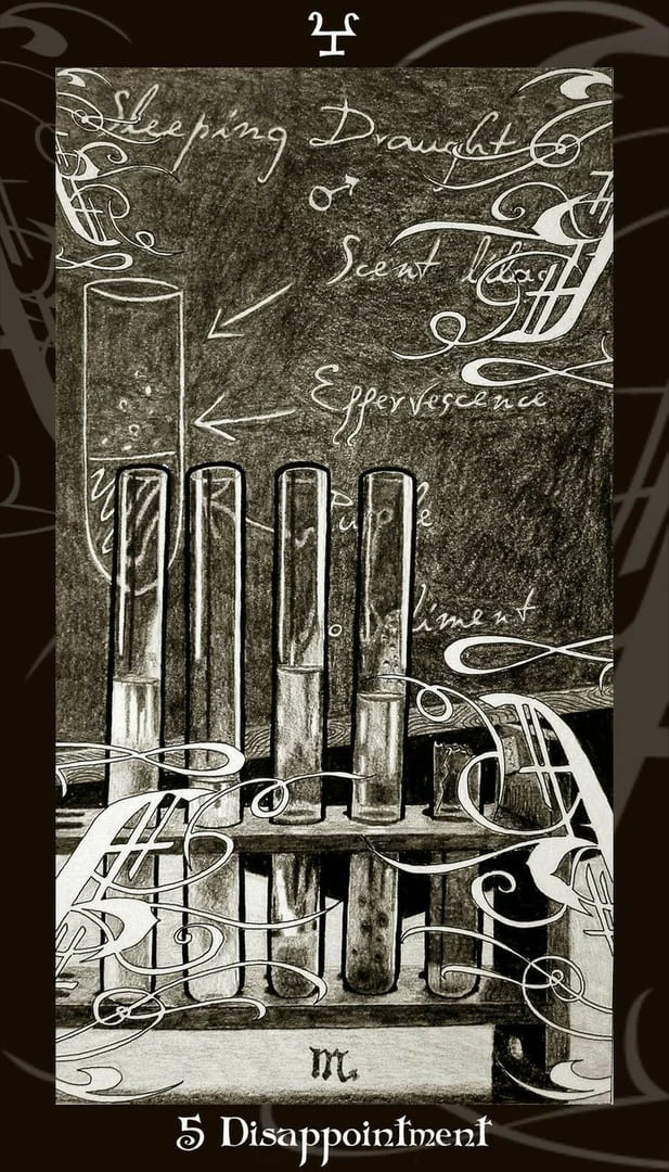 Harry Potter Tarot Review (All Harry Potter Tarot Cards Revealed) 6 Five of Cups card from the Harry Potter Tarot deck gallery