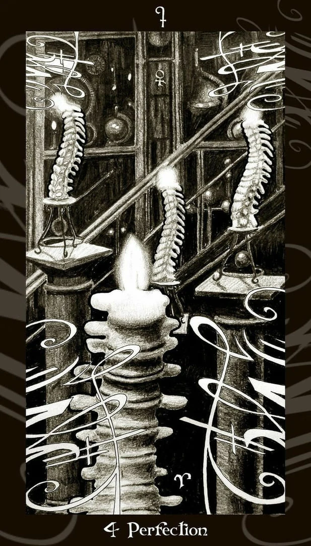 Four of Wands card from the Harry Potter Tarot deck gallery