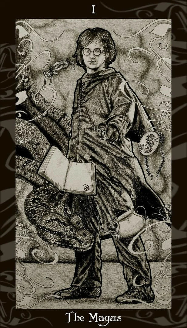 The Magician card from the Harry Potter Tarot deck