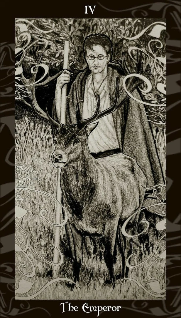 The Emperor card from the Harry Potter Tarot deck