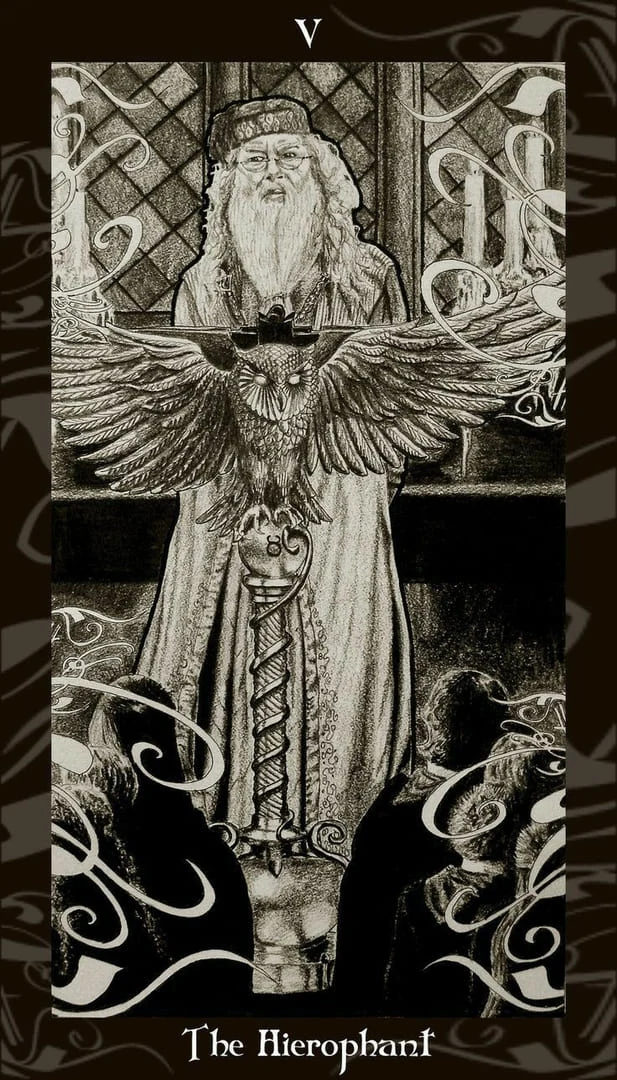 The Hierophant card from the Harry Potter Tarot deck