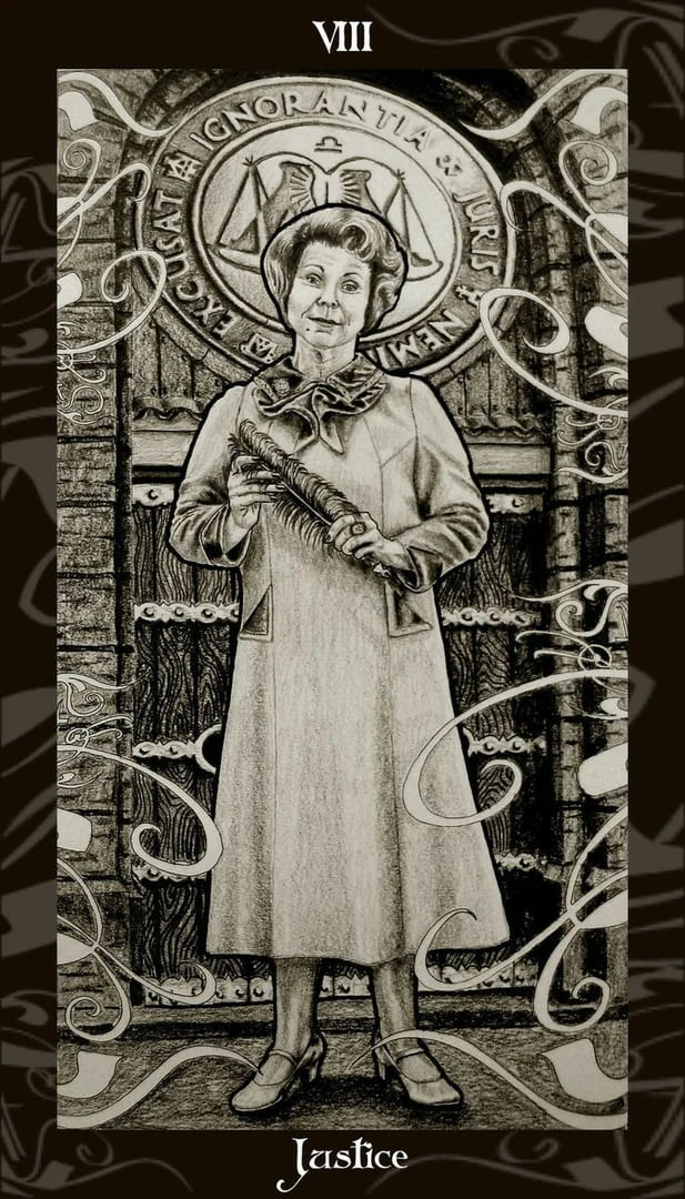 Justice card from the Harry Potter Tarot deck