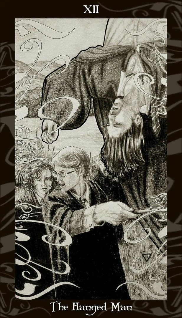 The Hanged Man card from the Harry Potter Tarot deck