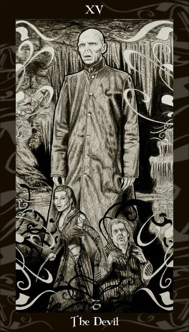 The Devil card from the Harry Potter Tarot deck