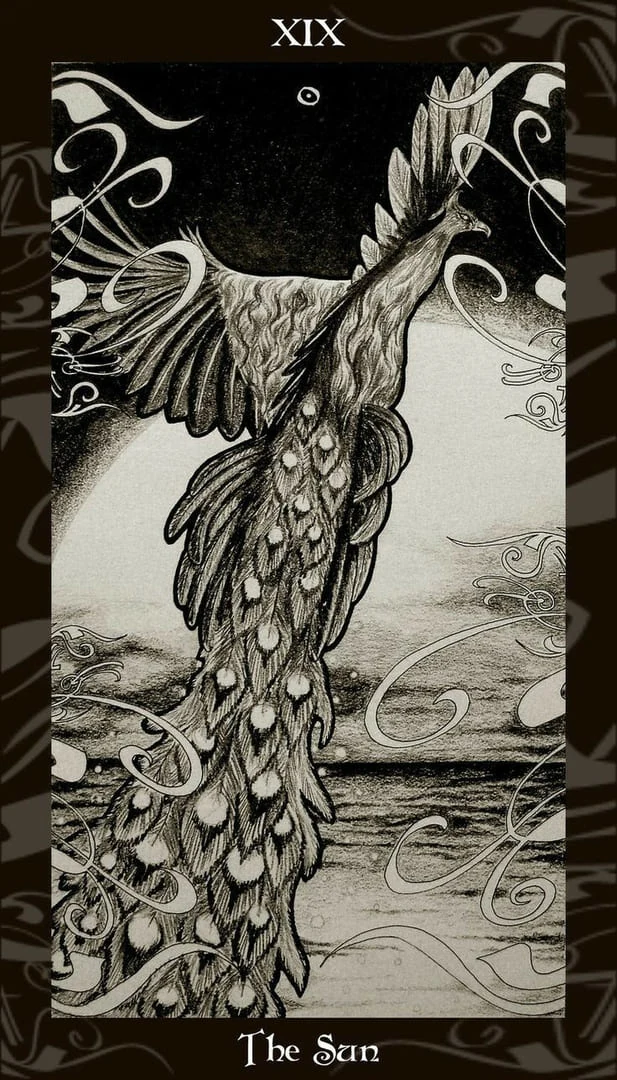 The Sun card from the Harry Potter Tarot deck