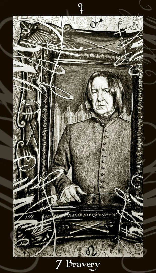 Seven of Wands card from the Harry Potter Tarot deck