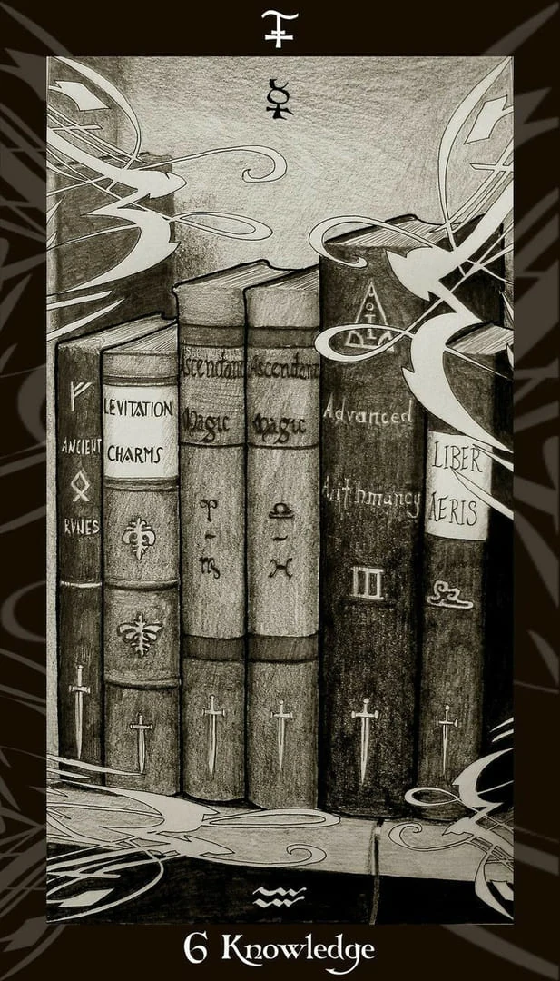Six of Swords card from the Harry Potter Tarot deck
