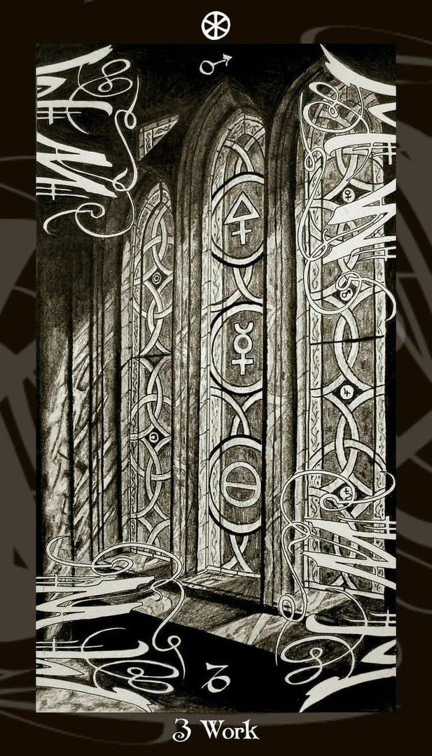 Three of Pentacles card from the Harry Potter Tarot deck