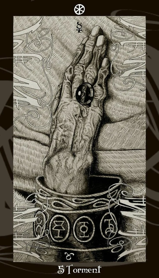 Five of Pentacles card from the Harry Potter Tarot deck