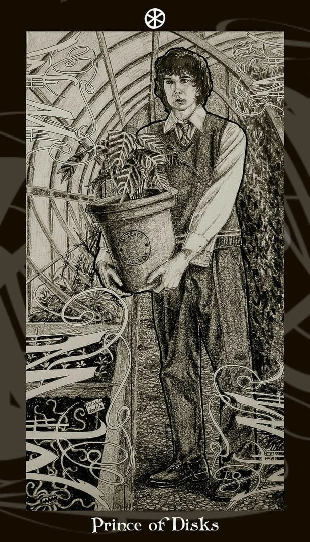 Knight of Pentacles card from the Harry Potter Tarot deck