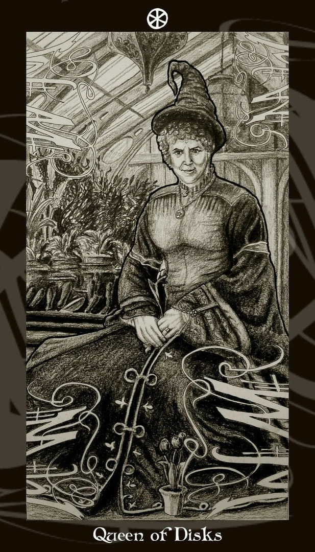 Queen of Pentacles card from the Harry Potter Tarot deck