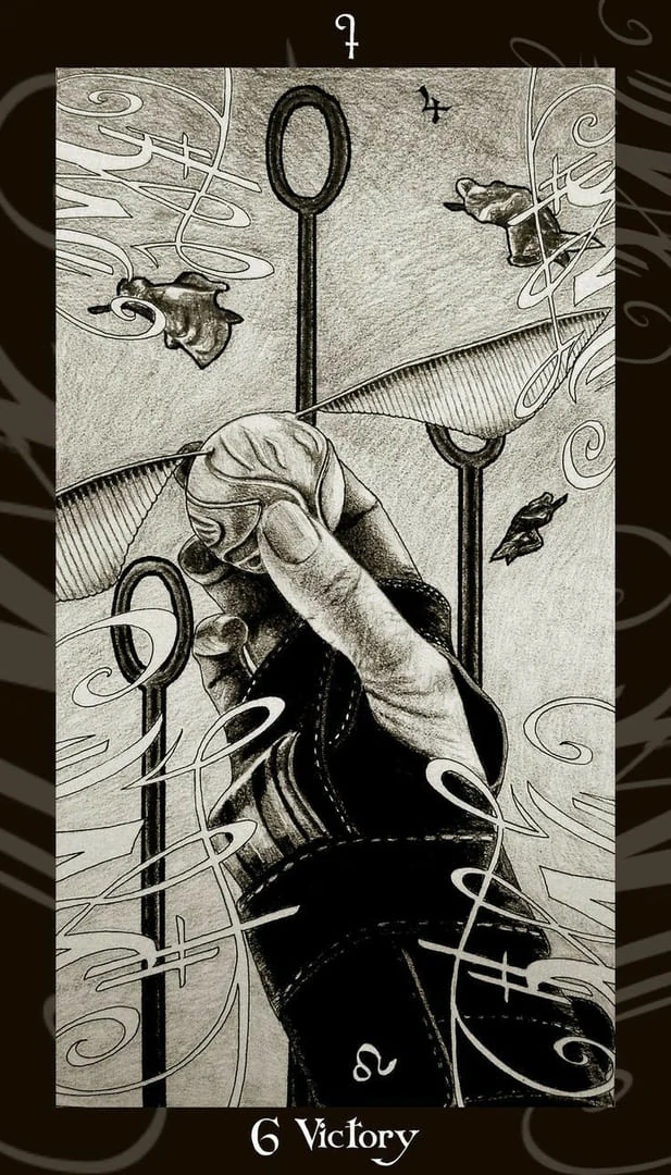 Six of Wands card from the Harry Potter Tarot deck gallery