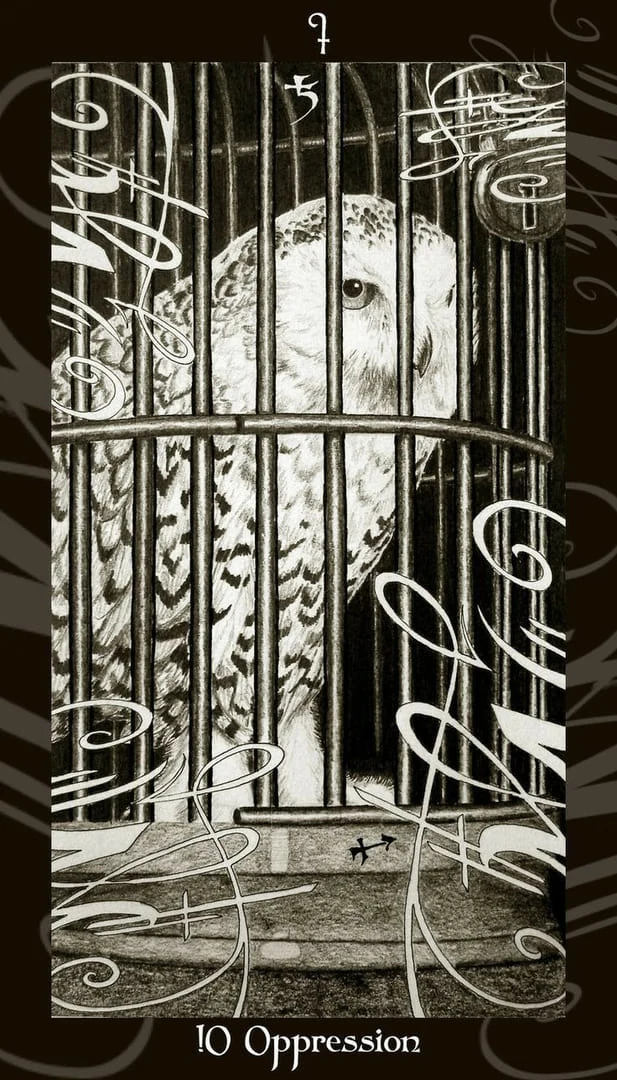 Ten of Wands card from the Harry Potter Tarot deck gallery