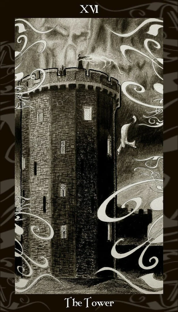 Harry Potter Tarot Review (All Harry Potter Tarot Cards Revealed) 15 The Tower card from the Harry Potter Tarot deck gallery