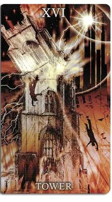 The Tower card from the Healing Light Tarot deck