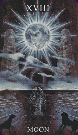 The Moon card from the Healing Light Tarot deck