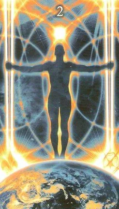 Two of Wands card from the Healing Light Tarot deck