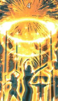 Four of Wands card from the Healing Light Tarot deck