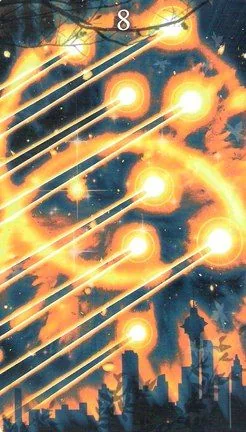 Eight of Wands card from the Healing Light Tarot deck