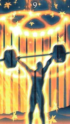 Nine of Wands card from the Healing Light Tarot deck