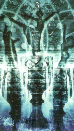 Three of Cups card from the Healing Light Tarot deck